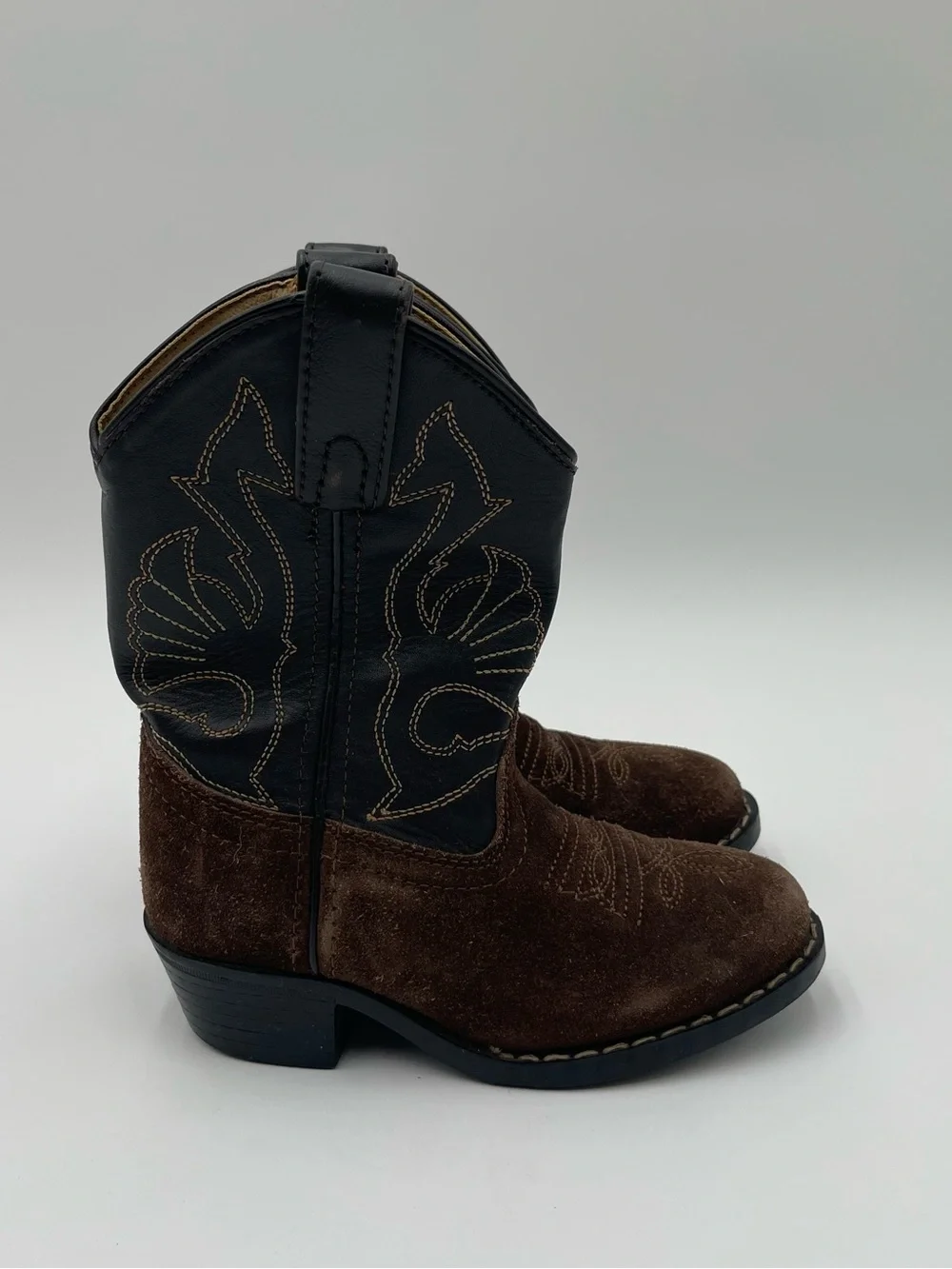 Masterson Boot Co Kids Cowboy Boots Size 9 Brown Suede Leather Western Pull On
